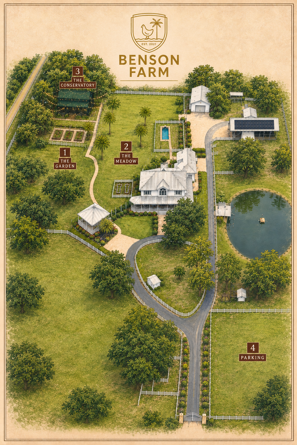 Illustrated property map of Benson Farm